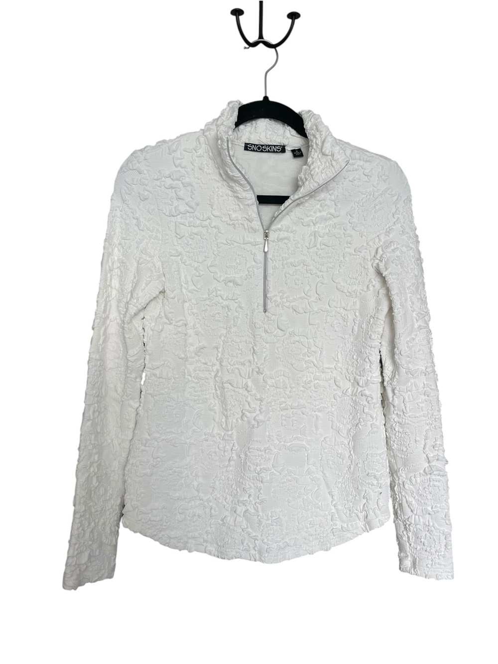 SNO SKINS White Textured Half-Zip Pullover